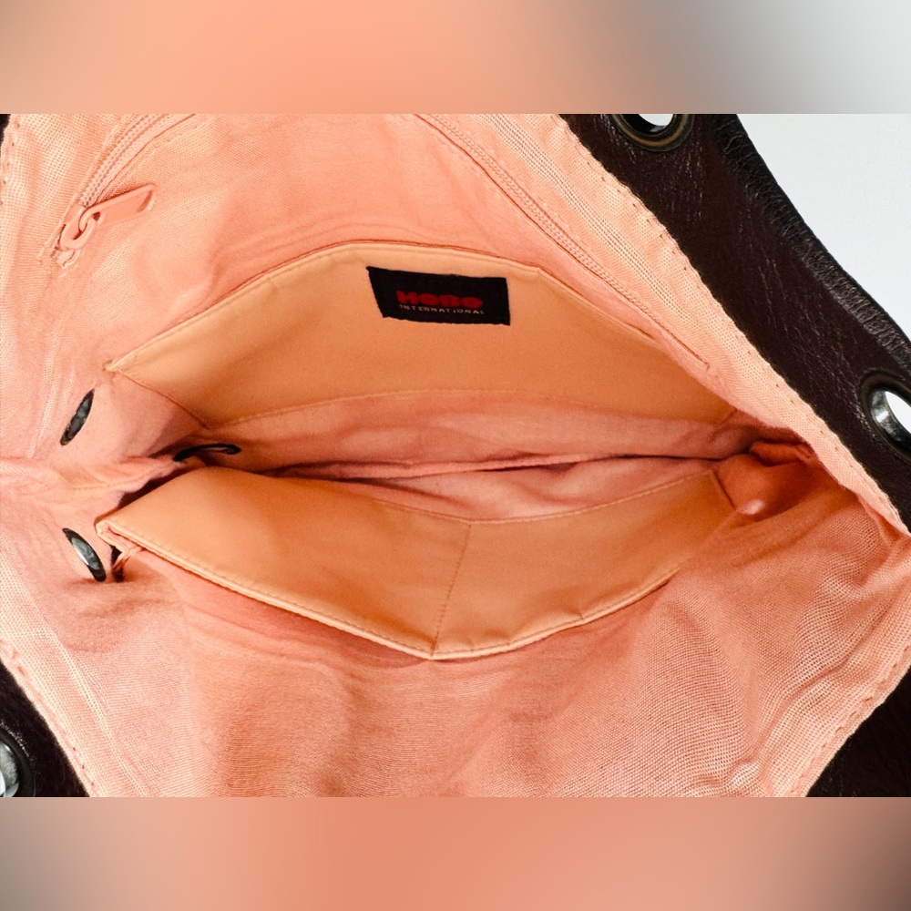 Hobo Brown Leather Shoulder Bag Embellished Citrine Yellow Gem Stones Clean EUC - Picture 11 of 11